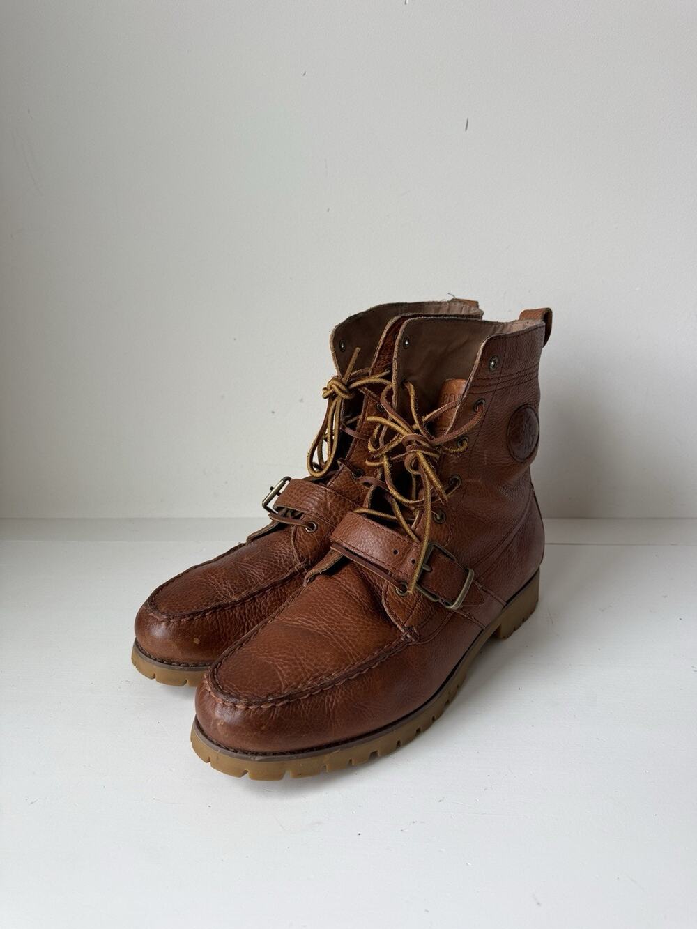 Polo Ralph Lauren Ranger Leather Buckle Boots - Men's Size 12 D Brown